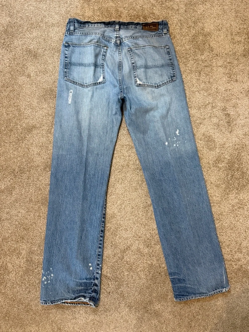 Polo by Ralph Lauren Light Blue Straight Jeans with Distressed Details